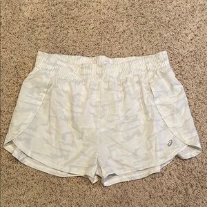 Asics White Athletic Shorts Lightweight Elastic Waist